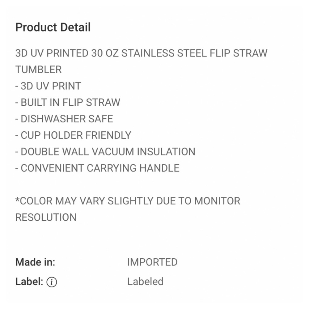 $15 start❤️ 3D UV PRINTED 30 OZ STAINLESS STEEL STRAW
TUMBLER - Picture 2 of 2